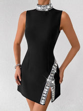 2025 Summer Women's New Black Bright Diamond Sleeveless Round Neck Slimming Bandage Dress Sexy  Fashion Club Party Dress